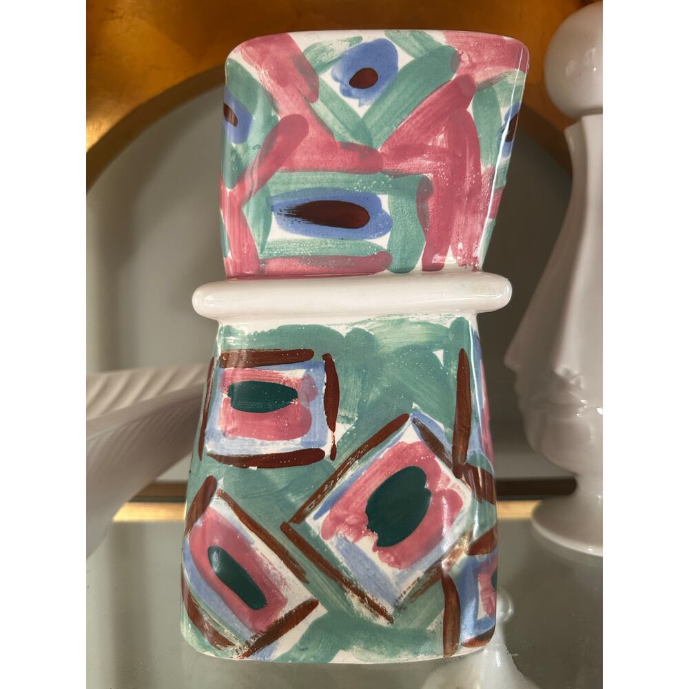 Vintage hand-painted vase colorful abstract unique rare one of a kind unique - Picture 11 of 16